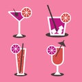 A set of retro cocktails. A set of drinks. Bar. A set of drinks.